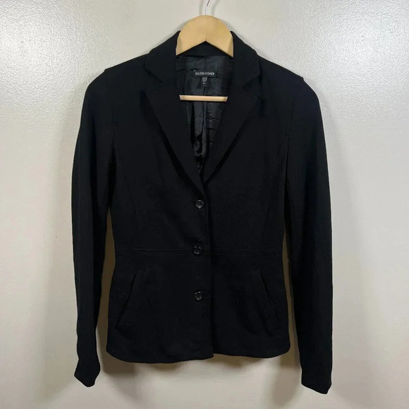 Eileen Fisher Ponte Knit Blazer Jacket Size XS Black Career Work Office Business - Picture 1 of 11